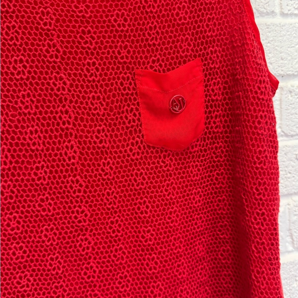 Armani Jeans Red Ribbed Tank Top with Black Trim - Picture 6 of 14